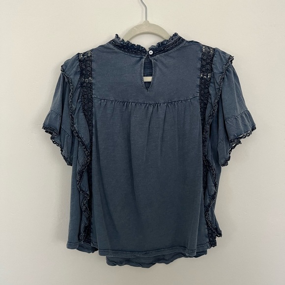 Free People Blue Smocked top size medium - Picture 4 of 5